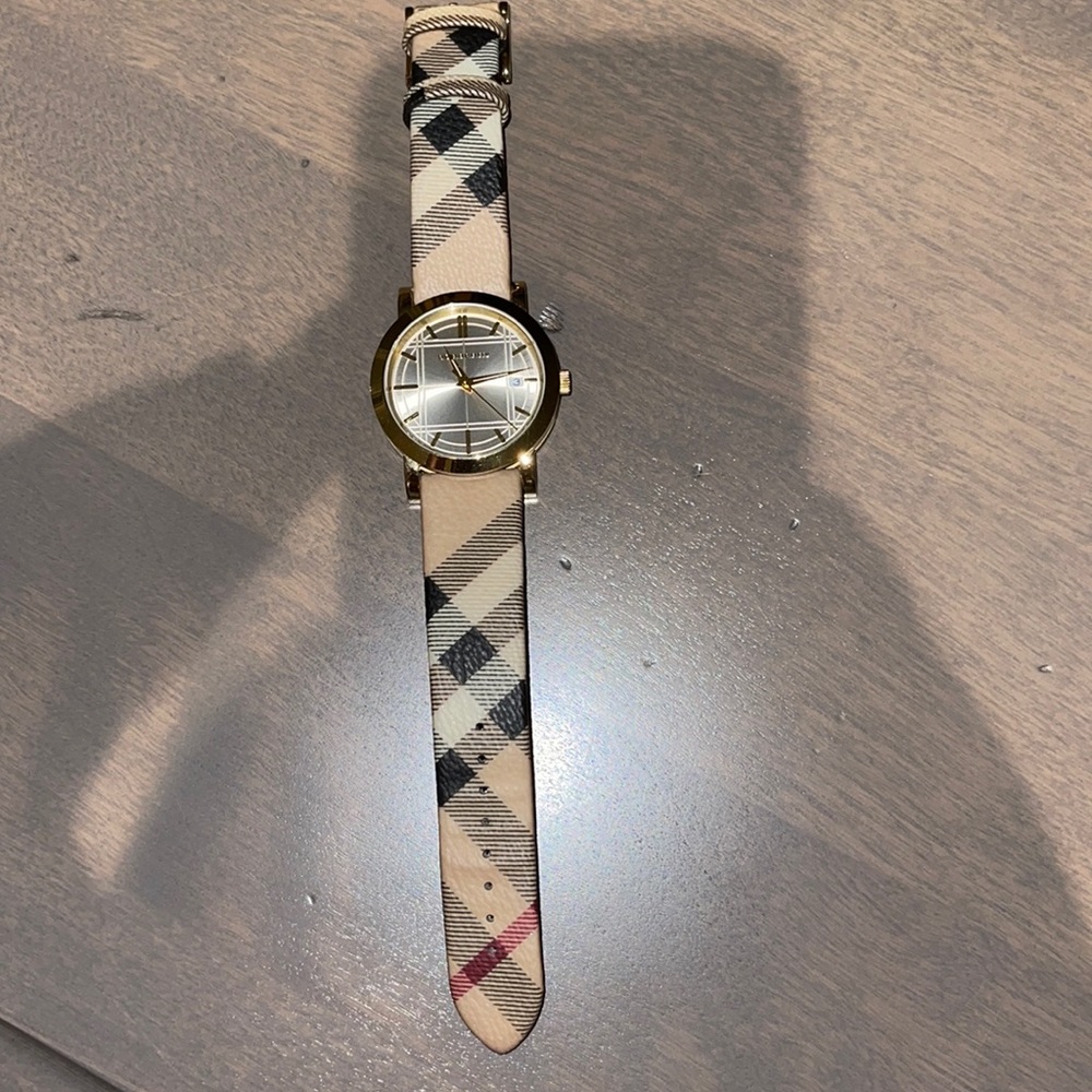 Burberry BU1398 Check Engraved Dial Check Strap 38mm Women's Watch